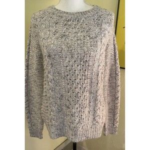 J. Crew Women's Cable Knit Oatmeal Beige Wool Blend Crew Neck Sweater Size Small